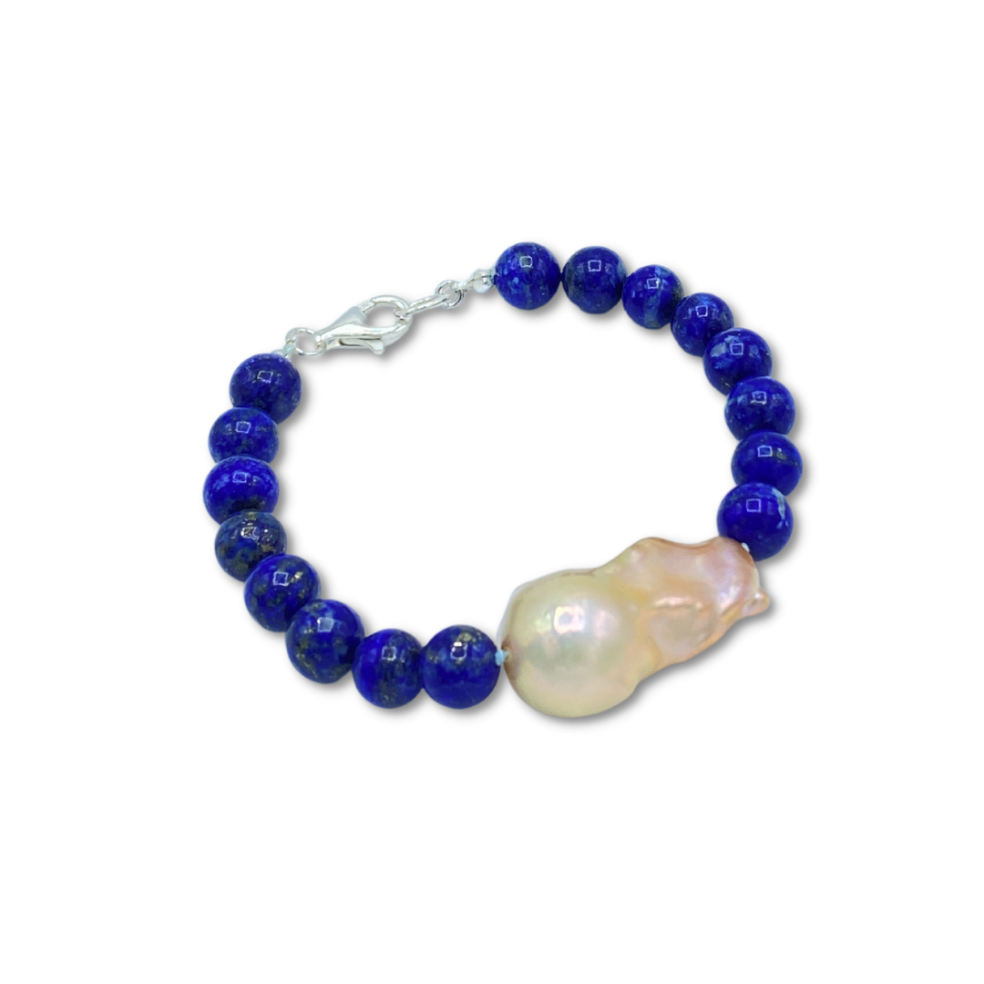 the blue escape jewelry - Armband mit Lapis und Perle